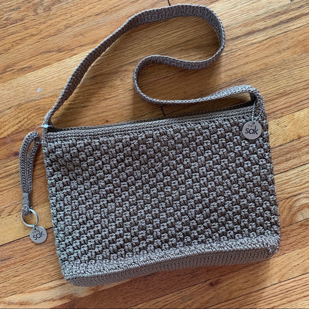 2 FOR $20 The Sak tan crocheted shoulder purse with keychain